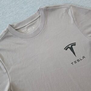 Tesla Mens Premium Cotton Graphic Logo T-Shirt Grey Small Short Sleeve Tee
